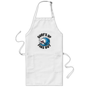 Surf’s Up, Fins Out - Cool Surfing Design Long Apron