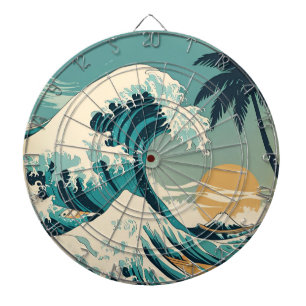 Surf’s Up Retro Wave Design Classic California Dartboard