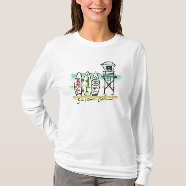 Surf San Clemente Long Sleeve Womens Shirt (Front)