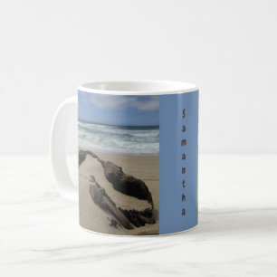 Surf Sand and Driftwood West Coast Landscape Beach Coffee Mug
