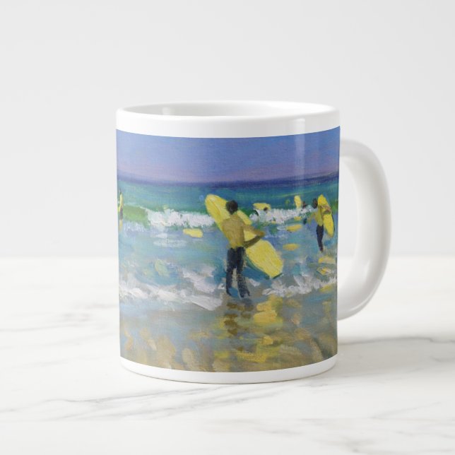 Surf School at St. Ives Large Coffee Mug (Front Right)