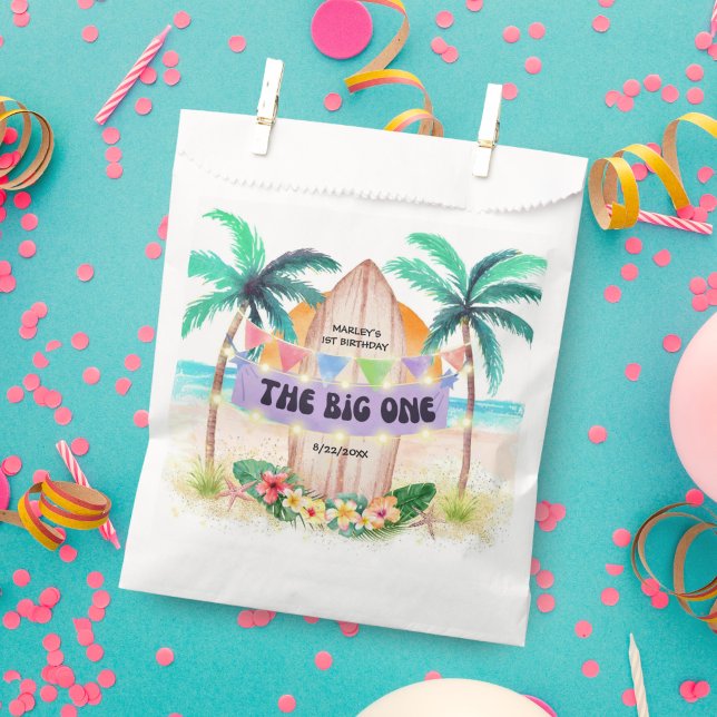 Surf & Sea | The Big One Beach Theme Birthday  Favour Bag (Creator Uploaded)