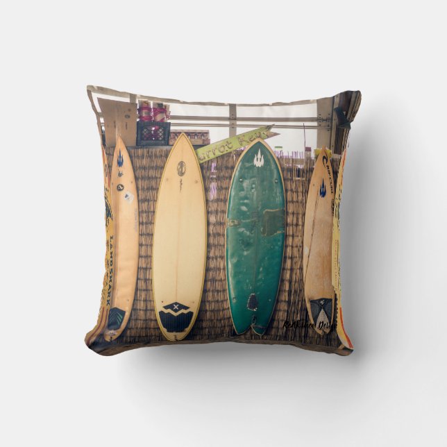 Surf Shack Design Throw Pillow (Front)