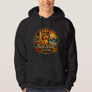 Surf Shack Surfer Pin-Up   Ride The Waves Beach Hoodie