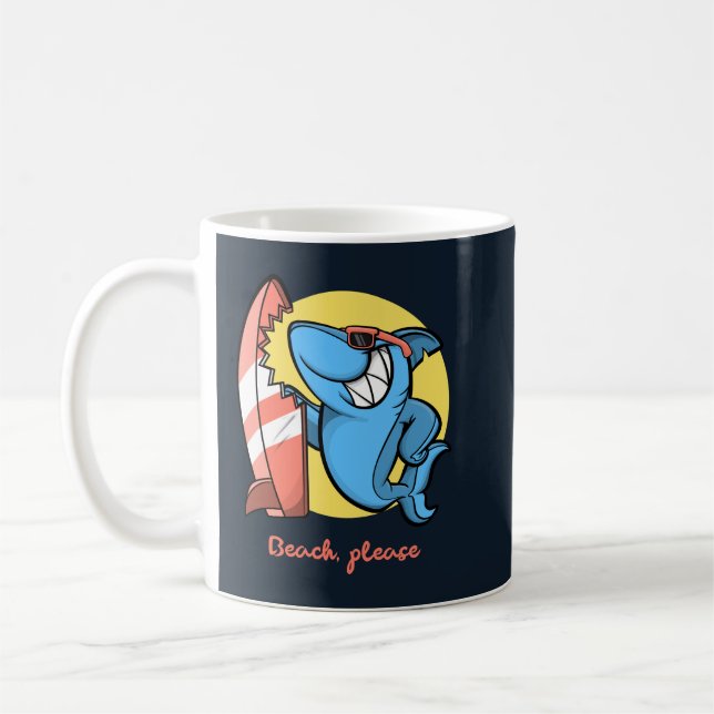 Surf Shark Beach Please Coffee Mug (Left)