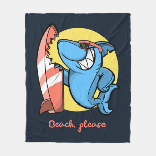 Surf Shark Beach Please Fleece Blanket