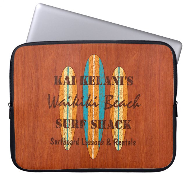 Surf Sign Customise Monogram Hawaiian Surfboards Laptop Sleeve (Front)