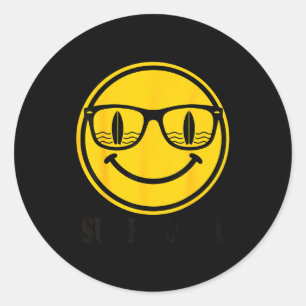 Surf smile sunglasses surf aloha surfboard classic round sticker