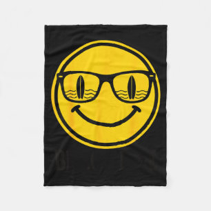 Surf smile sunglasses surfboard reflection beach fleece blanket