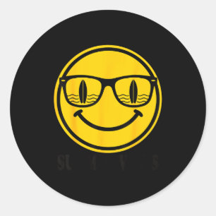Surf smile sunglasses surfboard summer vibes beach classic round sticker