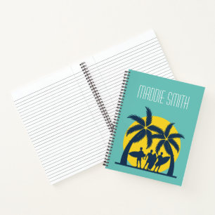 Surf sun and palm trees cool surf notebook