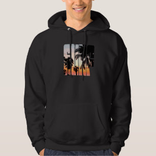 Surf Sunrise Summer Vacation Go To Beach Palm Tree Hoodie