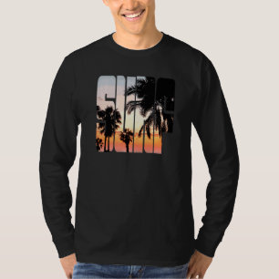 Surf Sunrise Summer Vacation Go To Beach Palm Tree T-Shirt