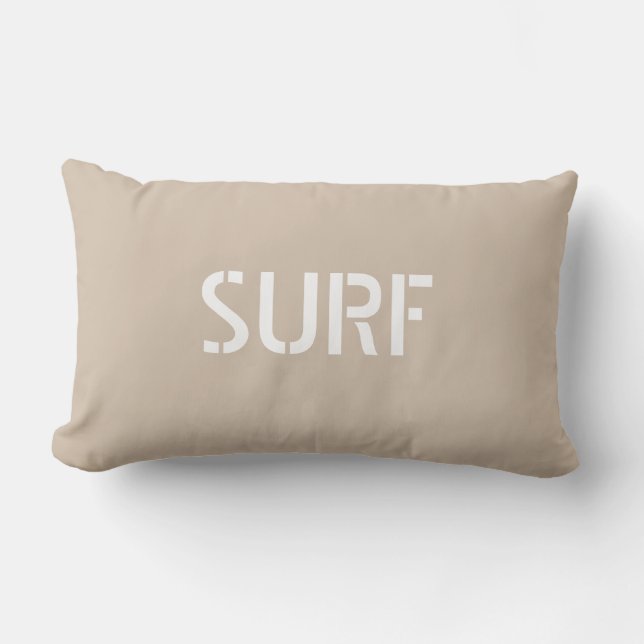 Surf Surfer Beach Life Beige Lumbar Cushion (Front)
