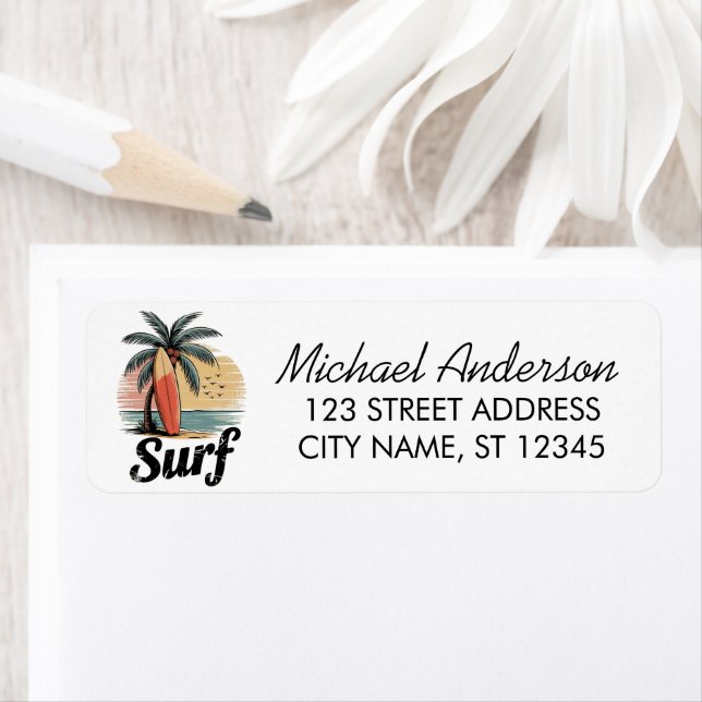 Surf Surfing Beach Surfboard Return Address   Label (Insitu)
