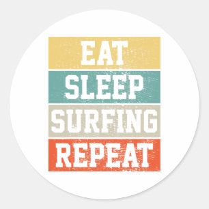 Surf Surfing Retro Vintage Gift Classic Round Sticker