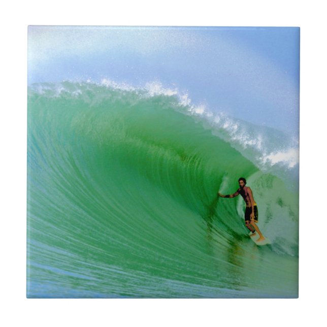 Surf the perfect surfing wave Nias Island Ceramic Tile (Front)