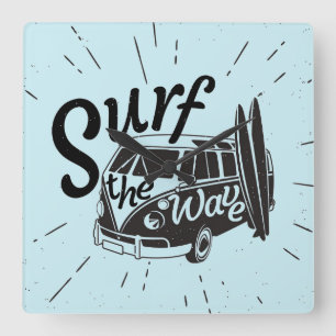 Surf The Wave Square Wall Clock