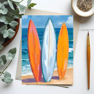 Surf the Waves Watercolor Beach Ocean Postcard