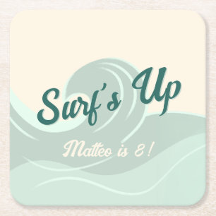 Surf Themed Kids Birthday Party Paper Coasters