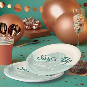 Surf Themed Kids Birthday Party Round Paper Plates