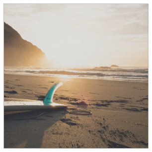 Surf Themed, Surfboard Lays On The Sandy Beach As Fabric