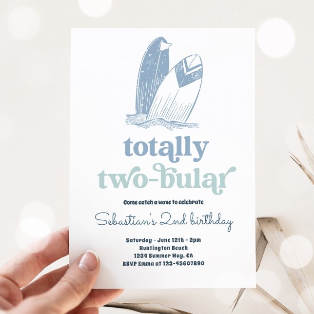Surf Totally Two-bular Surf 2nd Birthday Party Invitation (Creator Uploaded)