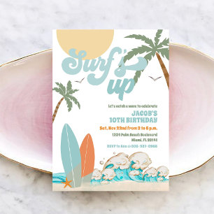 Surf Up Beach Summer Birthday Invitation