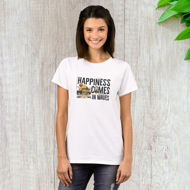 Surf Van Beach Quote Happiness Comes in Waves T-Shirt (Creator Uploaded)
