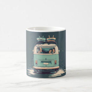 Surf Van Splash – Retro Beach Camper Coffee Mug