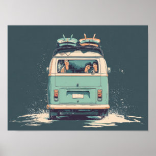 Surf Van Splash – Retro Beach Camper Poster