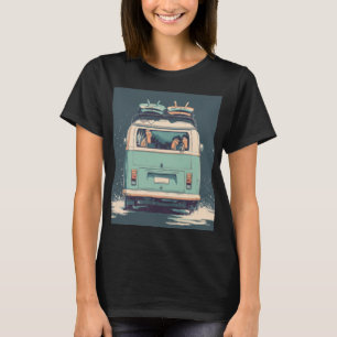 Surf Van Splash – Retro Beach Camper T-Shirt