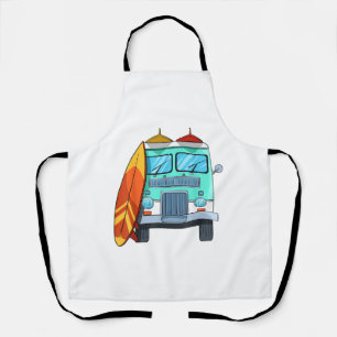 Surf Van Surfboard Palm Trees Surfing Surfer Waves Apron