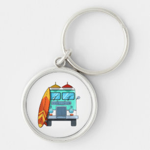 Surf Van Surfboard Palm Trees Surfing Surfer Waves Key Ring