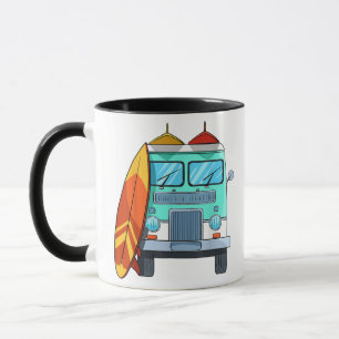 Surf Van Surfboard Palm Trees Surfing Surfer Waves Mug