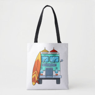 Surf Van Surfboard Palm Trees Surfing Surfer Waves Tote Bag