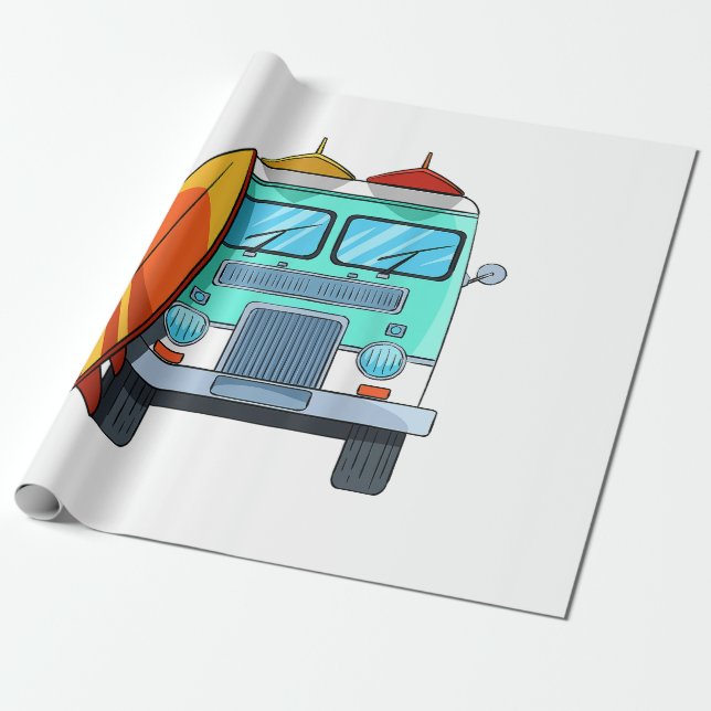 Surf Van Surfboard Palm Trees Surfing Surfer Waves Wrapping Paper (Unrolled)