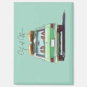 Surf Wagon Road Trip – Retro Beach Car Magnet