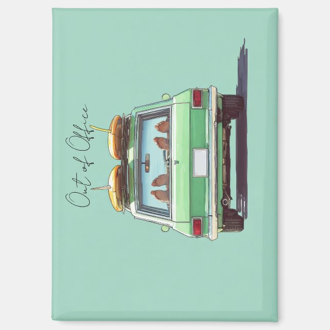 Surf Wagon Road Trip – Retro Beach Car Magnet (Front)