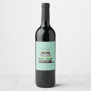 Surf Wagon Road Trip – Retro Beach Car Wine Label