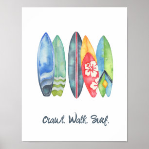 Surf Watercolor Baby Nursery Print Surfboards
