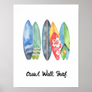 Surf Watercolor Baby Nursery Print Surfboards