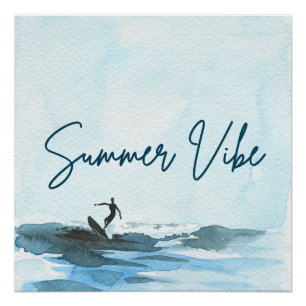 Surf Watercolor Summer Vibe Poster