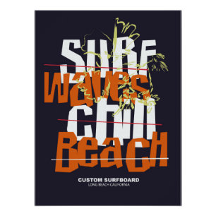 Surf Waves Custom Beach Poster – Long Beach