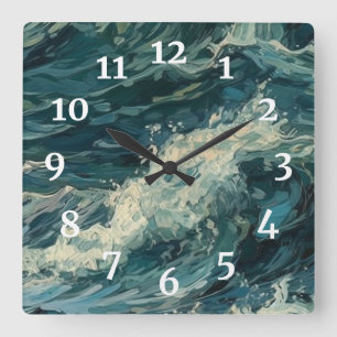 Surf Whitecaps Painting Square Wall Clock