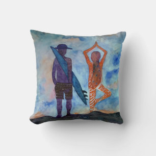 Surf Yoga Sunset Fairy Drawing Throw Cushion
