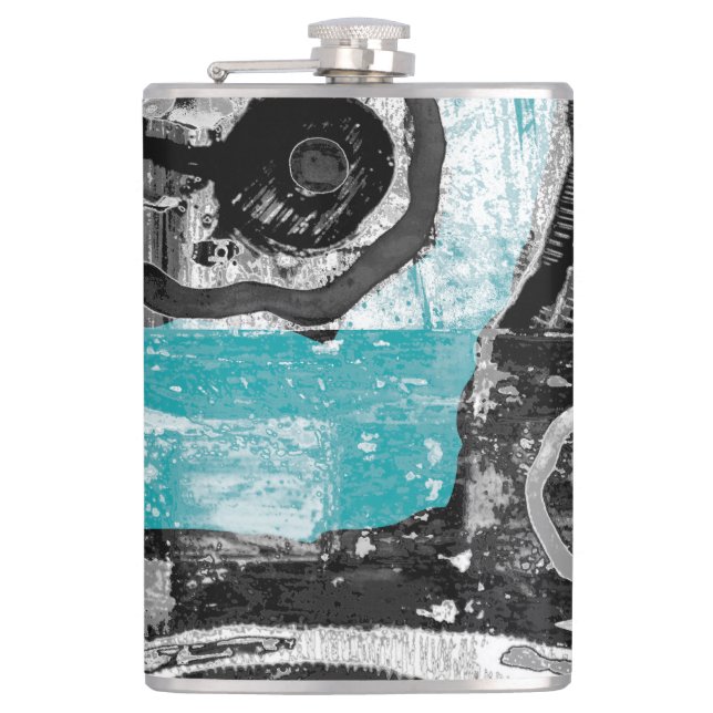 Surface Current – Abstract Flow & Structure Vinyl  Hip Flask (Front)