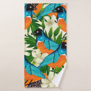 Surface pattern with papaya fruits,leaves and flow bath towel