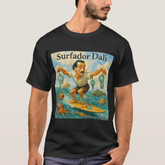 Surfador Dali â€“ Surreal Surf Cartoon T-Shirt
