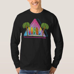 Surfboard 90s 80s Vaporwave Surfer Palm Trees Surf T-Shirt